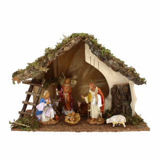 Hut with led light 7 shepherds 15 cm Fontanini