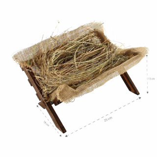 Cuna de madera para Niño Jesús con heno 18x13x25 cm