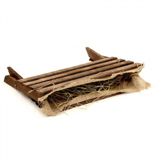 Cuna de madera para Niño Jesús con heno 44x30x60 cm