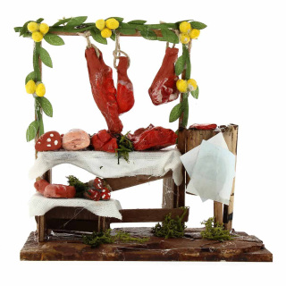 Banco macellaio in legno per presepe 15x15x12 cm