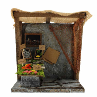 Bottega pescivendolo per presepe 18x19x13 cm