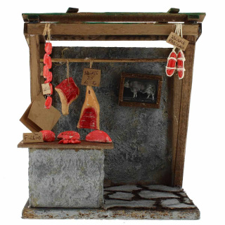 Bottega macellaio per presepe 18x20x13 cm