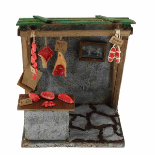 Bottega macellaio per presepe 18x20x13 cm