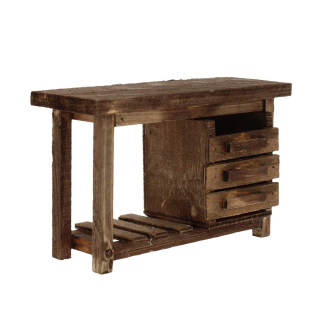 Banco da lavoro per presepe in legno 16,5x10x6 cm