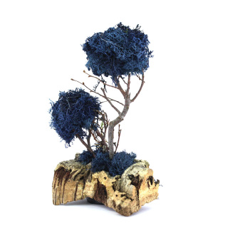 Árboles de liquen azul con corcho 12x20 cm