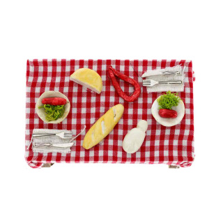 Wooden table set for nativity scene 9x6x5 cm