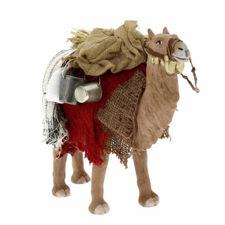 Barded standing camel in terracotta 15 cm