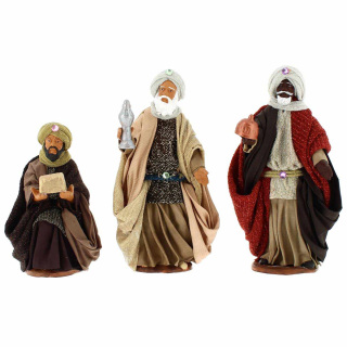 Three Wise Men with clothes in terracotta 15 cm 3 figures