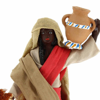 Donna di colore con treccine in terracotta vestita 12 cm