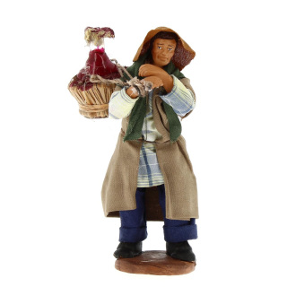 Uomo con damigiana in terracotta vestita 12 cm