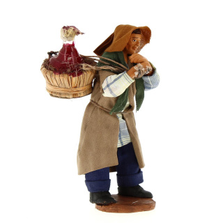 Uomo con damigiana in terracotta vestita 12 cm