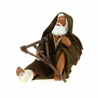 Mendicante per terra in terracotta vestita 12 cm