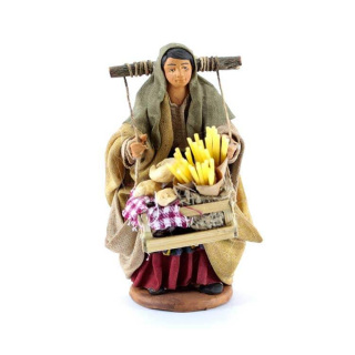 Venditrice di pane e pasta in terracotta vestita 12 cm
