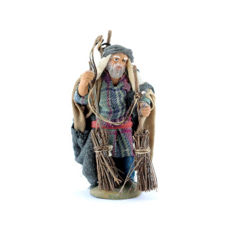 Man with wood faggots in dressed terracotta 10 cm