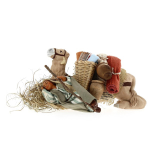 Man sleeping with camel in dressed terracotta 10 cm