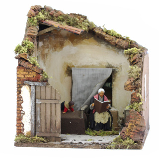 Scena Nonna racconta storie terracotta vestita a movimento 12 cm