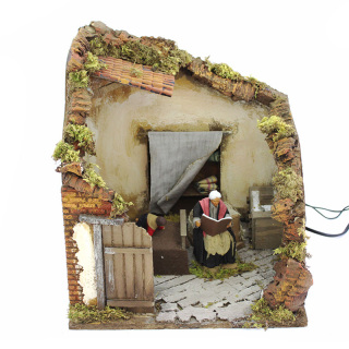 Scena Nonna racconta storie terracotta vestita a movimento 12 cm