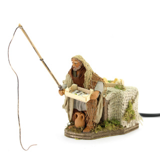 Pescatore in terracotta vestita a movimento 10 cm