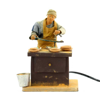 Ceramista in terracotta vestita a movimento 15 cm