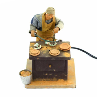 Ceramista in terracotta vestita a movimento 15 cm