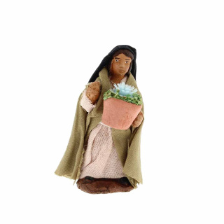 Woman with flower vase in dressed terracotta 4 cm