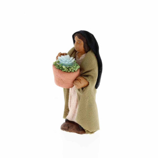Woman with flower vase in dressed terracotta 4 cm