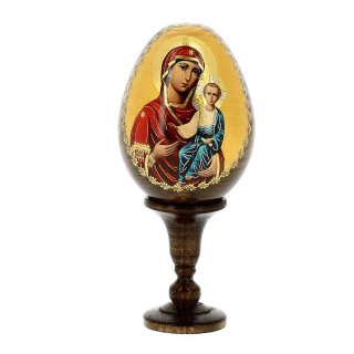 Huevo de madera ruso Virgen con Niño-W 13 cm