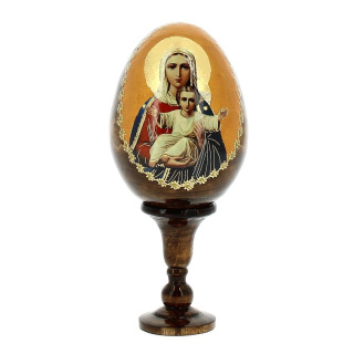 Huevo de madera ruso Virgen con Niño-Z 13 cm