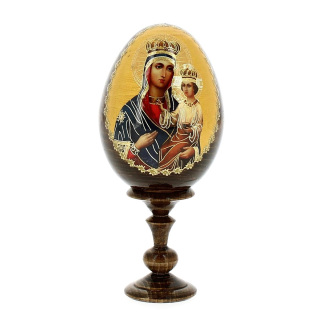 Huevo de madera ruso Virgen con Niño-V 13 cm