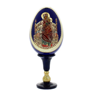 Huevo de madera ruso Virgen con Niño-M 13 cm