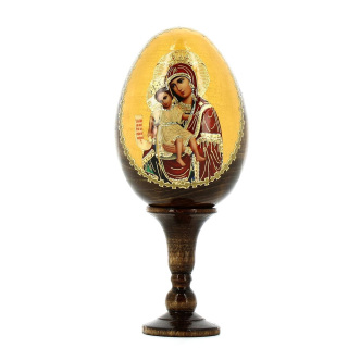 Huevo de madera ruso Virgen con Niño-D 13 cm