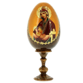 Huevo de madera ruso Virgen con Niño-B 13 cm