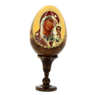 Huevo de madera ruso Virgen con Niño-H 13 cm