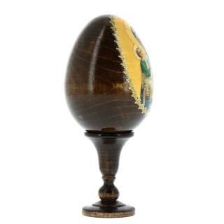 Huevo de madera ruso Virgen con Niño-K 13 cm