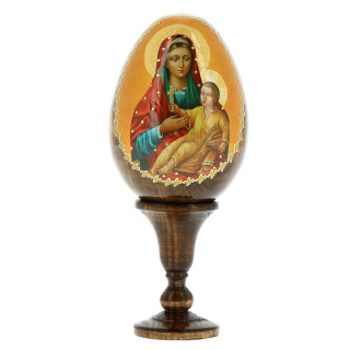 Huevo de madera ruso Virgen con Niño-J 13 cm