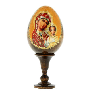 Huevo de madera ruso Virgen con Niño-A 13 cm