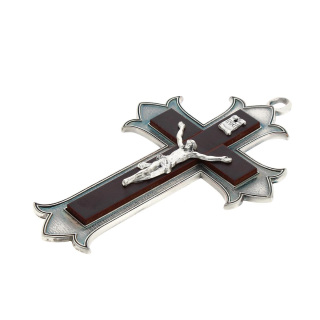 Wood and metal shaped crucifix 9x14 cm