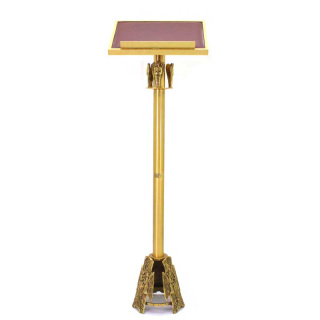 Stem lectern with angels in gold-plated brass 115 cm