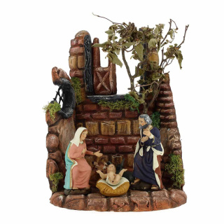 Terracotta Nativity scene with nativity and window 19x23 cm