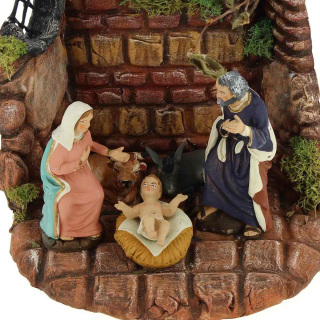 Terracotta Nativity scene with nativity and window 19x23 cm