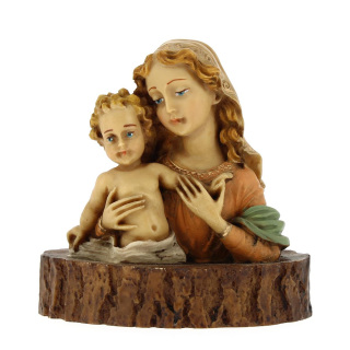 Statua mezzo busto Madonna con Bambino 11,5 cm