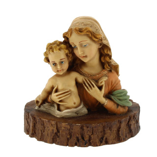 Statua mezzo busto Madonna con Bambino 11,5 cm