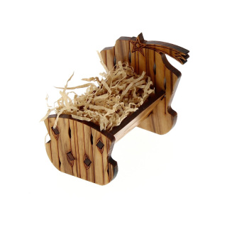 Cuna de madera de olivo para Niño Jesús 6x5 cm