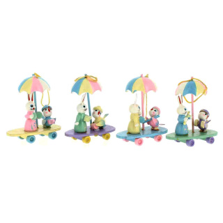 Bunny on skateboard hanger 7x8 cm 4 units