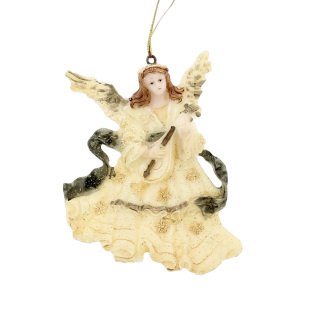 Set of 4 decorative angels in gold glitter resin 10 cm