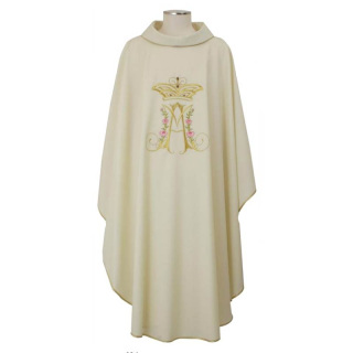 Casulla Mariana bordado rosas de terital lana Chorus