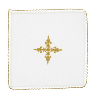 Altar linen set in mixed linen golden Crosses embroidered Chorus