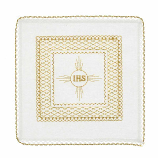 Altar linen set in mixed linen golden embroidery IHS Chorus