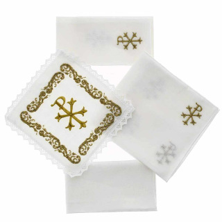 Altar linen set Pax embroidery and pure linen friezes