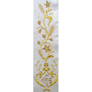 Stole in silk satin with decorations and IHS embroidery Chorus